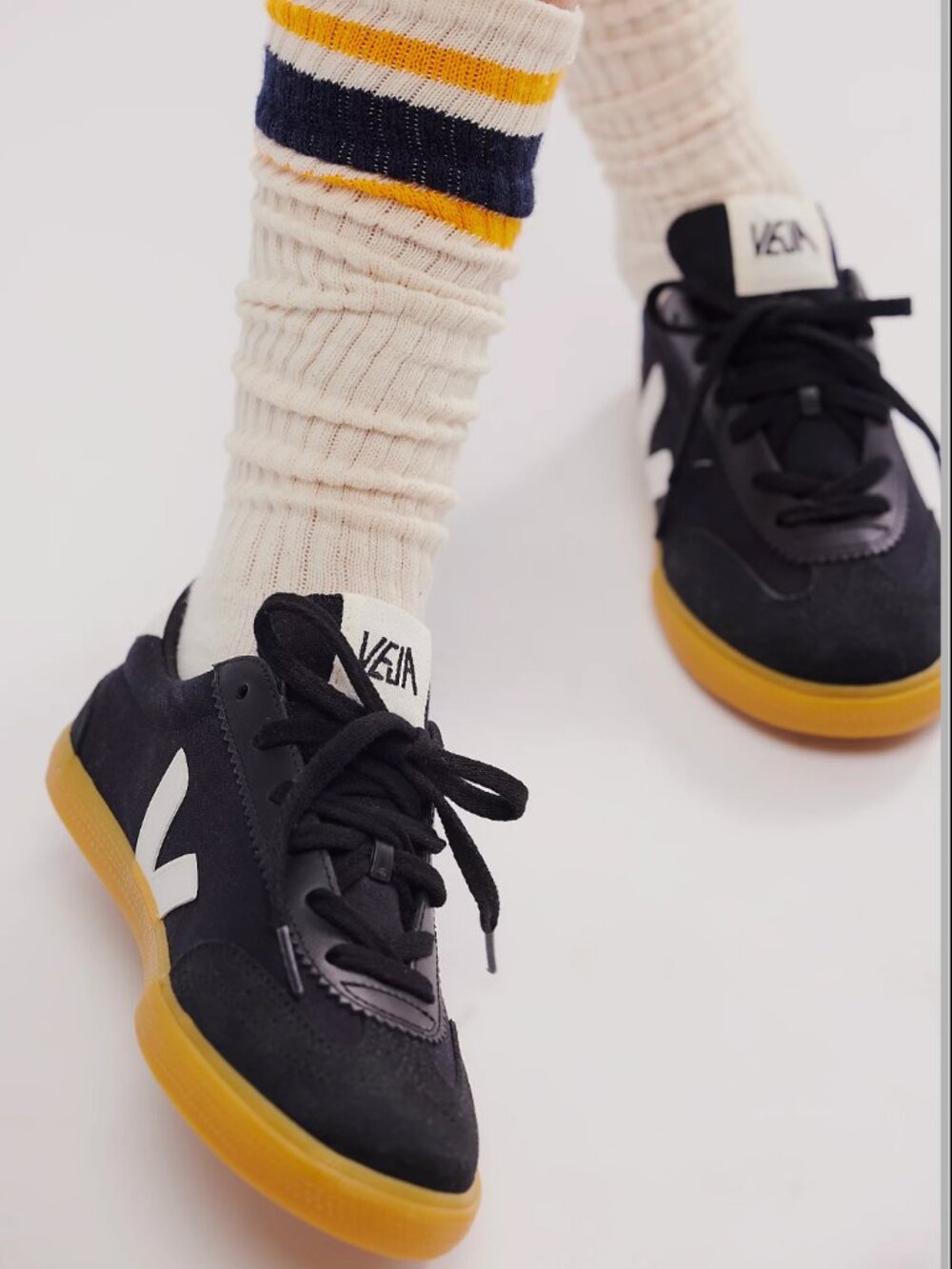 Veja Volley Canvas Sneakers Black White Natural Gum Sole Size 7